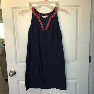 Biden 4R Linen Summer Dress Navy/Coral
